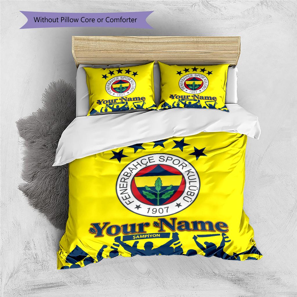 Custom Name Fenerbahçe Spor Kulübü Bedding,Quilt Set Quilt Cover Pillowcase Home Birthday Gift (1 * duvet cover + 2 * pillowcase, without core)