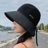 Hat Versatile Style Straw Woven Minimalist Black Female Sunshade Hatscaps