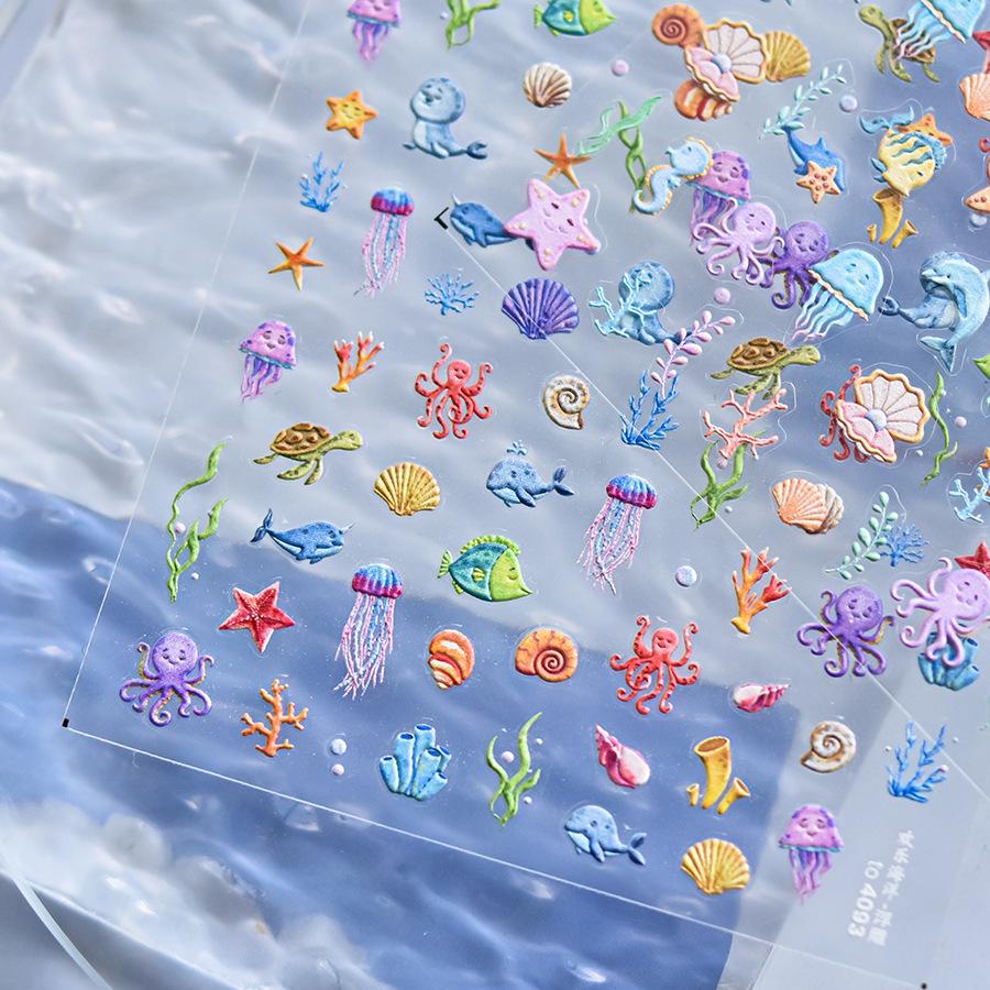 Shiny Blowing Bubble Nail Decorations Stickers 5D Shell Light Love Cat Bubble Transfer Slider Sticker DIY Manicure Decals