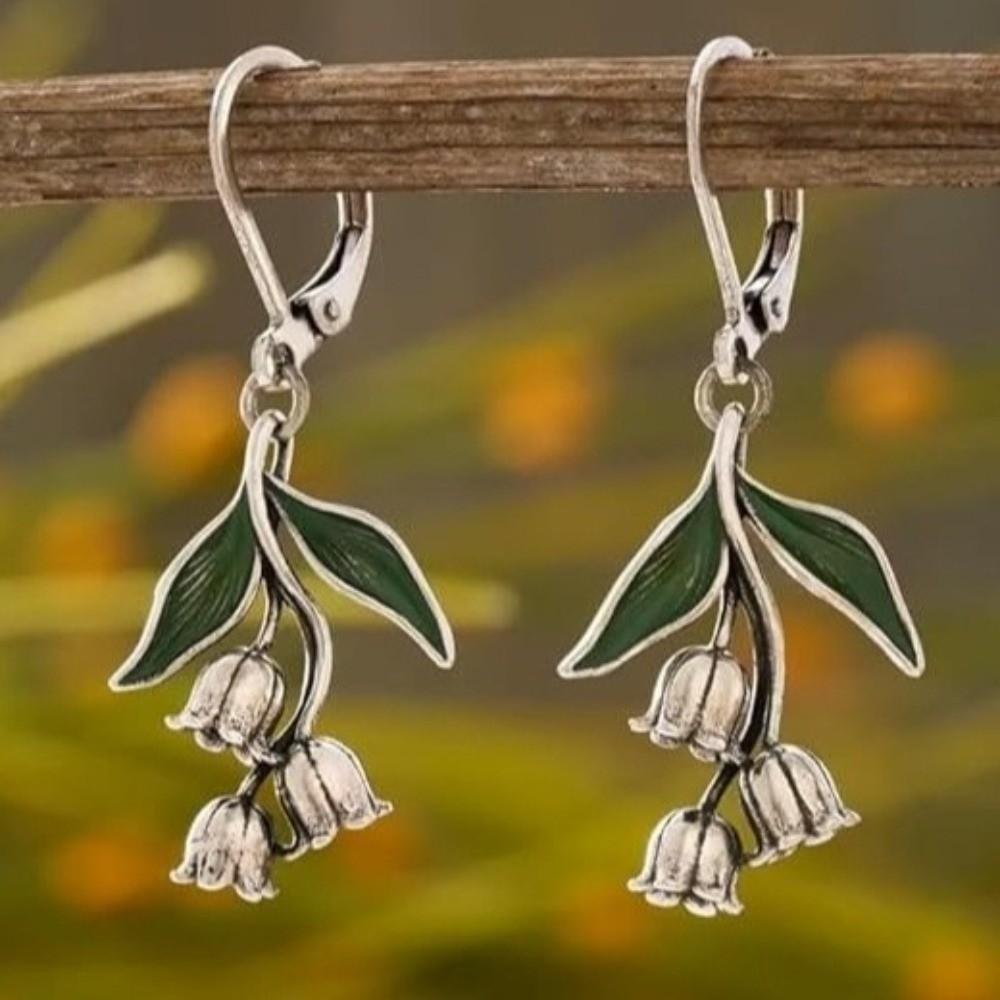 Drop Shape Floral Drop Earrings Vintage Style Dangle Flower Jewelry  Versatile Wear