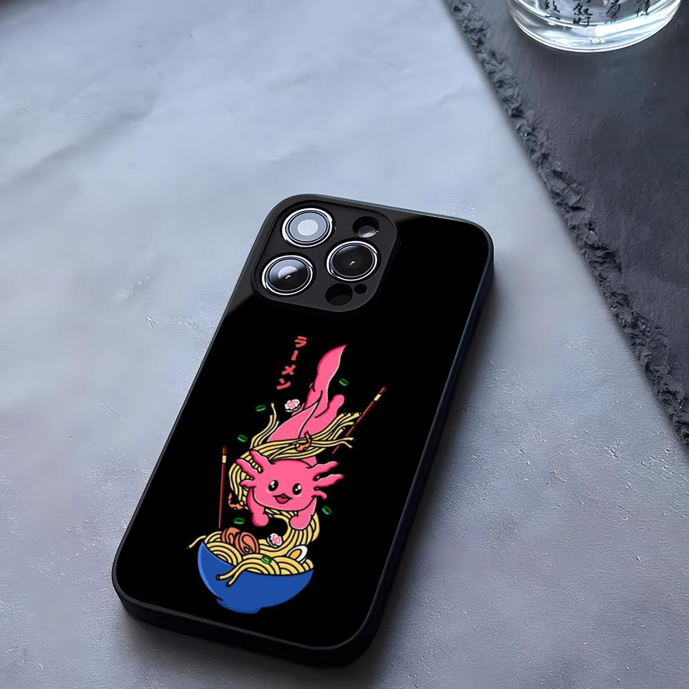 Axolotl And Ramen Phone Case Tempered Glass For IPhone 17 13 14 16 12 15 11 Pro Max Plus Mini X XR SE2020 Coque