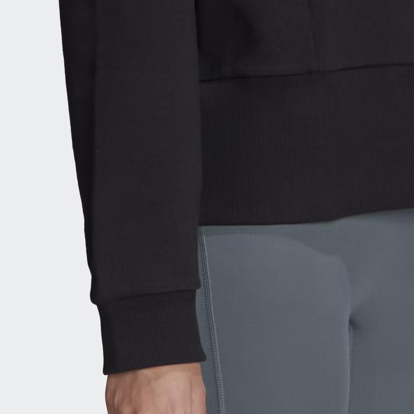 Adidas Micro Logo Ribbed Crew Neck Pullover Long Sleeve Sweatshirt Women Sweatshirt Black HA6622