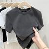 Women Summer New Slim Fit Short Sleeve Cropped T Shirt Versatile Casual Basic Top