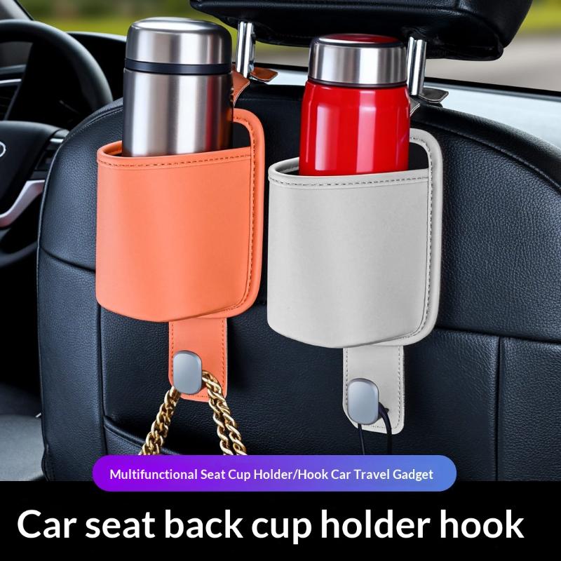Car Seat Back Cup Holder Hook Rear Seat Hanging Drink Holder Organizer Box Universal Water Cup Box Storage Rack Pocket
