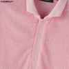 INCERUN Oversized Men Lapel Neck Long Sleeve Buttons Casual Loose Texture Pullovers Tops