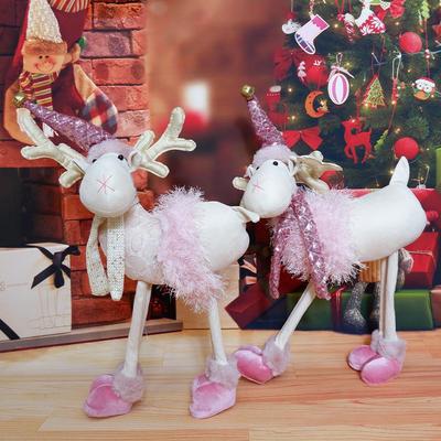 Reindeer Doll Christmas Plush Ornaments Retractable Standing Toy Christmas Party Gifts Decoration  DIY Simulation Dolls
