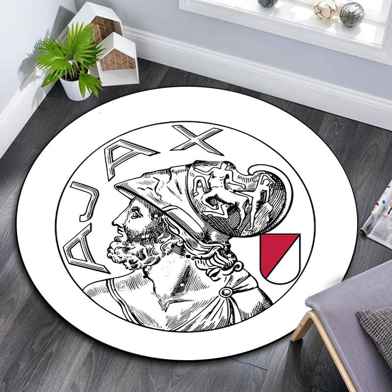 AFC Ajax Amsterdam Printed Round Rug, Non Slip Washable Circular Carpet For Living Room Bedroom Playroom, Sports Fan Decor, Holiday Birthday Gift