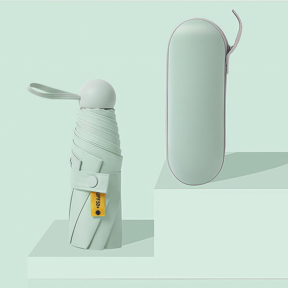 Compact Capsule Sun and Rain Umbrella: Thickened, UV-Protected, Dual-Use, Folding Black Glue Design