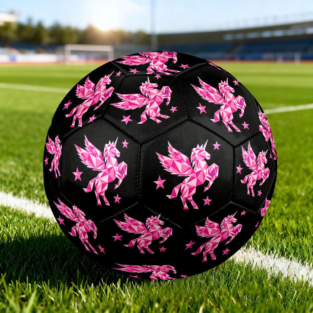 1pc Pink Geometric Unicorn Size 5 Soccer Ball Professional Match Training Football Indoor &Outdoor Sports Ball Lightweight Durable C6594