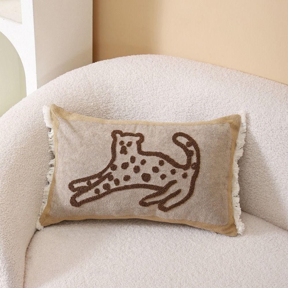 Washable Animal Pillow Cover Embroidery Design Sofa Cushion Pillow For Living Room