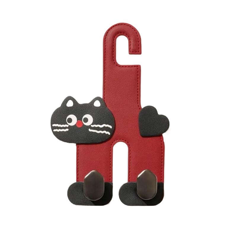 

Dual Hook Car Rear Seat Back Hooks Cat/Bunny Shape Pu Leather Car Headrest Hanger Large Load-Bearing Easy To Install