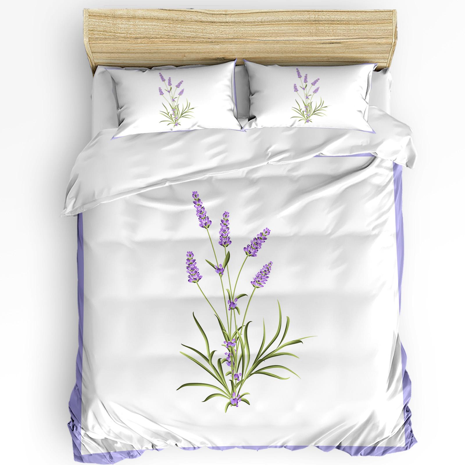 Paarse Bloem Lavendel Romantiek Dekbedovertrek Met Kussensloop Aangepaste 3-delige Beddengoedset Dekbedovertrek Tweepersoonsbed Hometextiel 150x200cm 3pcs