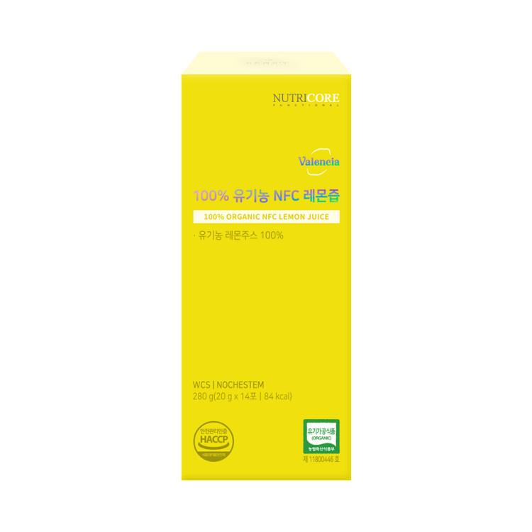 Nutricore WCS 100% Organic NFC Lemon Juice 280g 1 Box (20 G X 14 Packets)