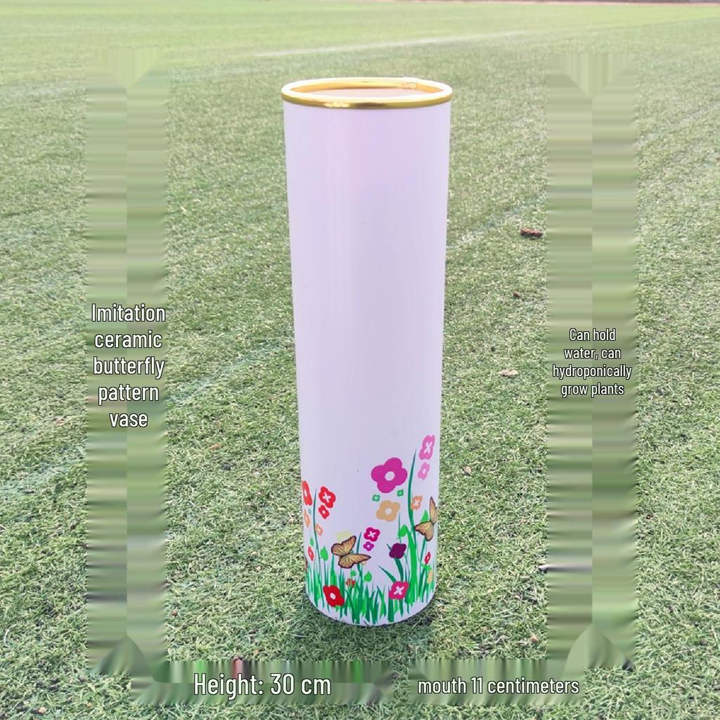 Nordic Large Resin Rattan Vase for Dried Flowers - Ceramic Look, Iron Art Floor Decoration.