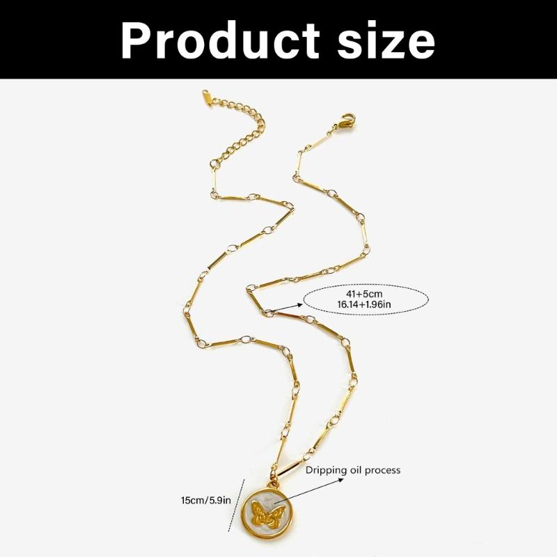 Stainless Steel Butterfly Necklace Colorful Enamel Detailing Dainty Chain for Everyday Wear or Special Occasions