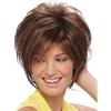 Women Synthetic Short Golden Brown Hair with Bangs Natural Wave Layered Wigs For Daily Cosplay Heat Resistant Fiber