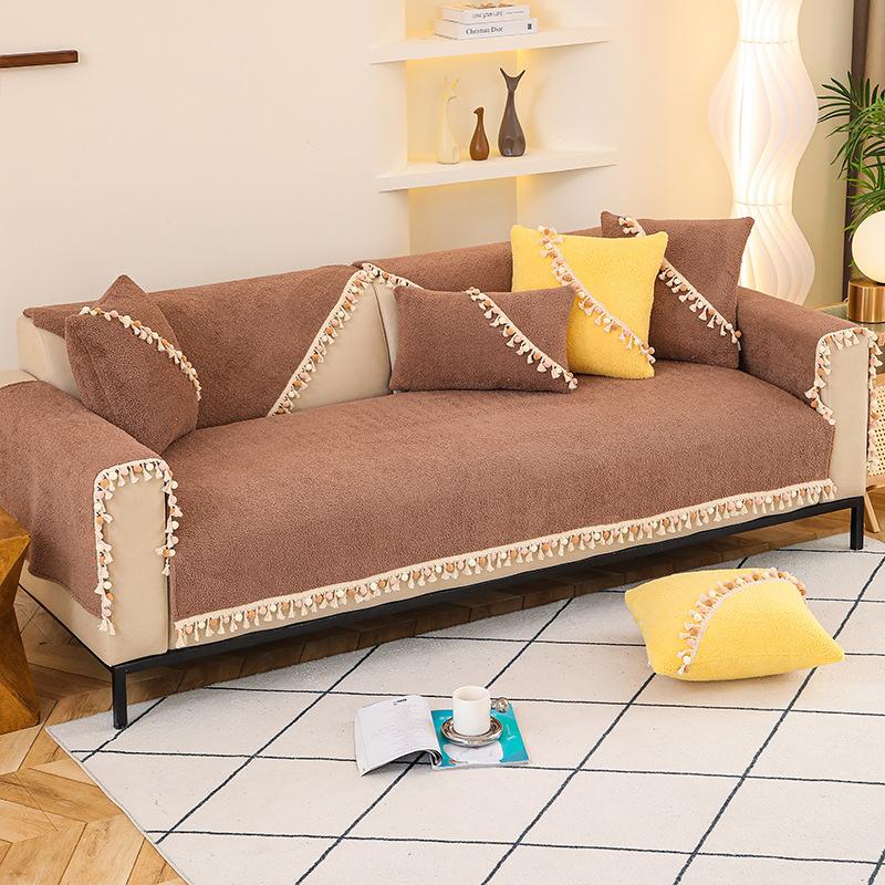 

Чехол для дивана из шенилла в скандинавском стиле, универсальный нескользящий чехол для дивана Four Seasons, Г-образный защитный чехол для полотенец для дивана в гостиной 70x70