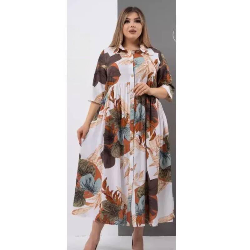 Cotton Sleep Dress With Button Closure For Plus Size Women