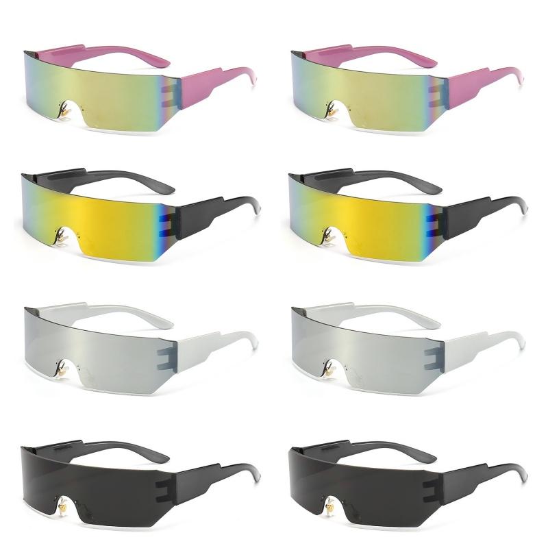 

8 ШТ. Стимпанк Y2K Солнцезащитные очки Женские Мужские Квадратные Цельные Очки-обертывания Модные Солнцезащитные очки Большой оправы для женщин