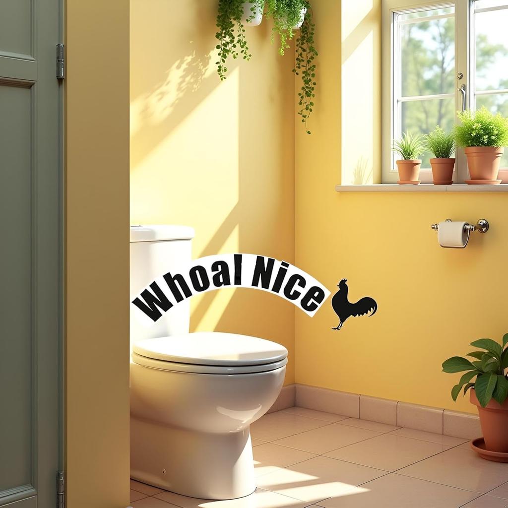 Whoa Nice Toilet Sticker Decal, Funny Cock Toilets Stickers, Waterproof Vinyl Wall Art Sign Decor, Removable Self-Adhesive Toilets Seat Quote Murals