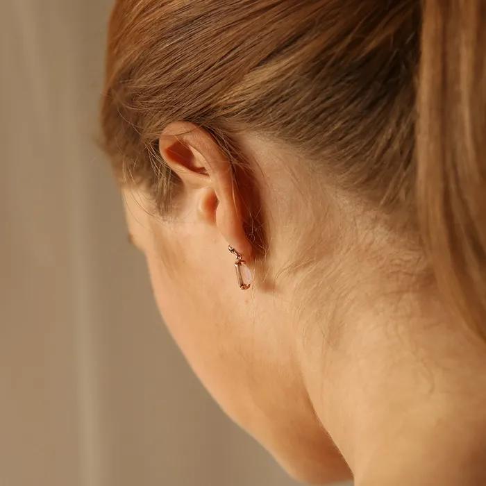 garnet rose stone earring