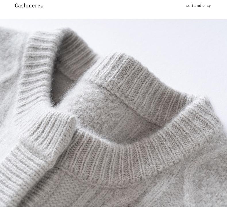 Women's Cashmere Cable Knit Sweater - Lazy Style, Solid Color, Long Sleeve