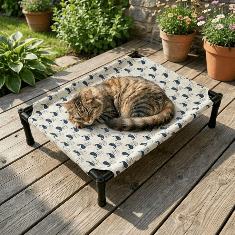 Moisture Proof Pet Camping Bed Non-Slip Cat Sofa Bed Durable Elevated Pet Bed Indoor Outdoor