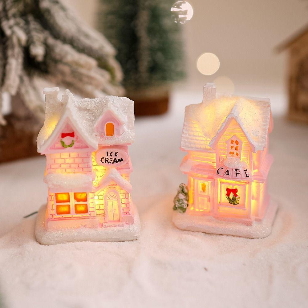 Luminous Christmas Glowing Small House Cute Christmas House Ornament  New Year Decoration