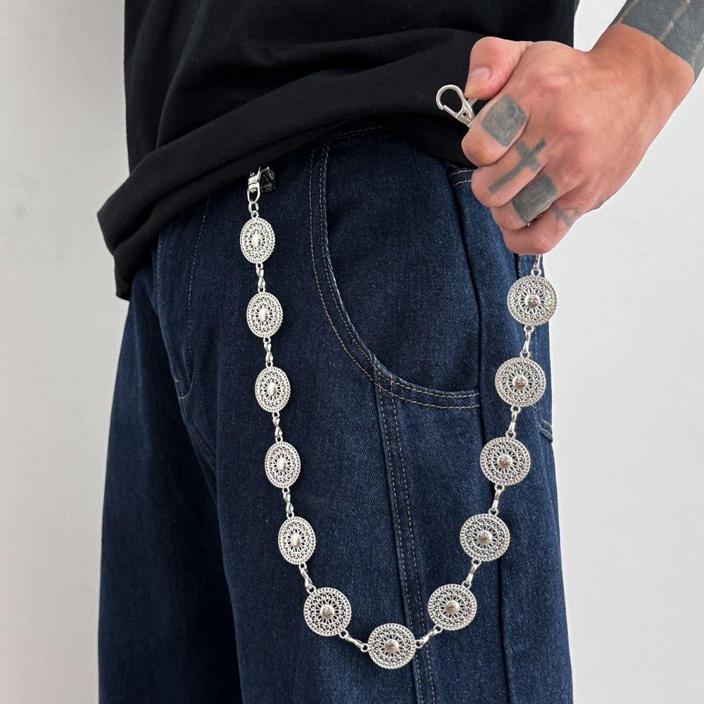 Jeans Chain Round Disk Waist Chain Zinc Zinc Zinc Alloy Pants Chain Personality Punk Belt Chain  Female