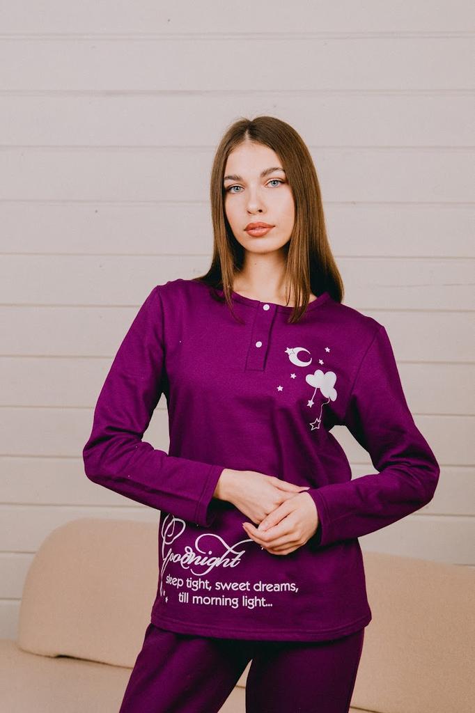 Women’s Warm Pajama Set – Cozy Long Sleeve Top & Pants with Button Closure, Demi-Season, 8240-023-33-1 HC