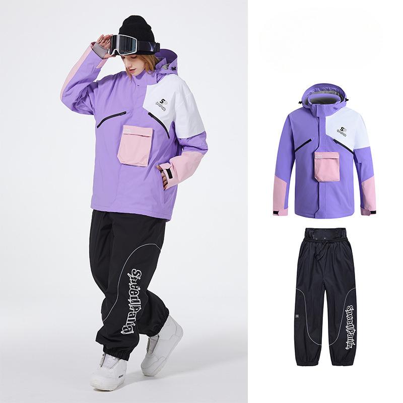 Herren- und Damen-Skianzug Outdoor Winter Warm Snowboardanzug Wasserdicht Winddicht Skijacke und Hose Set Übergröße Atmungsaktiv Isoliert Schneeanzug