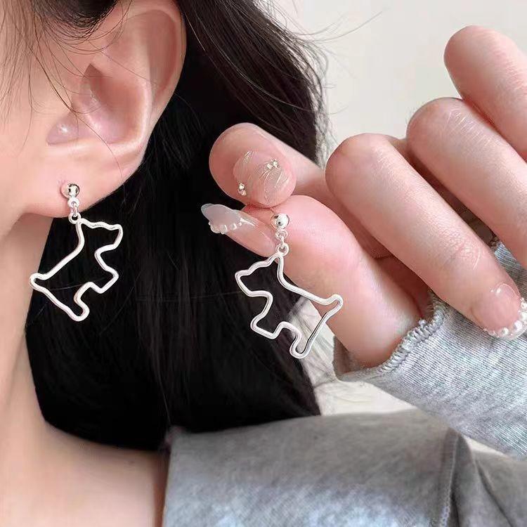 Bow Flower Zircon Stud Earrings Female Sweet High-End Temperament Design Earrings Niche Light Luxury Earrings