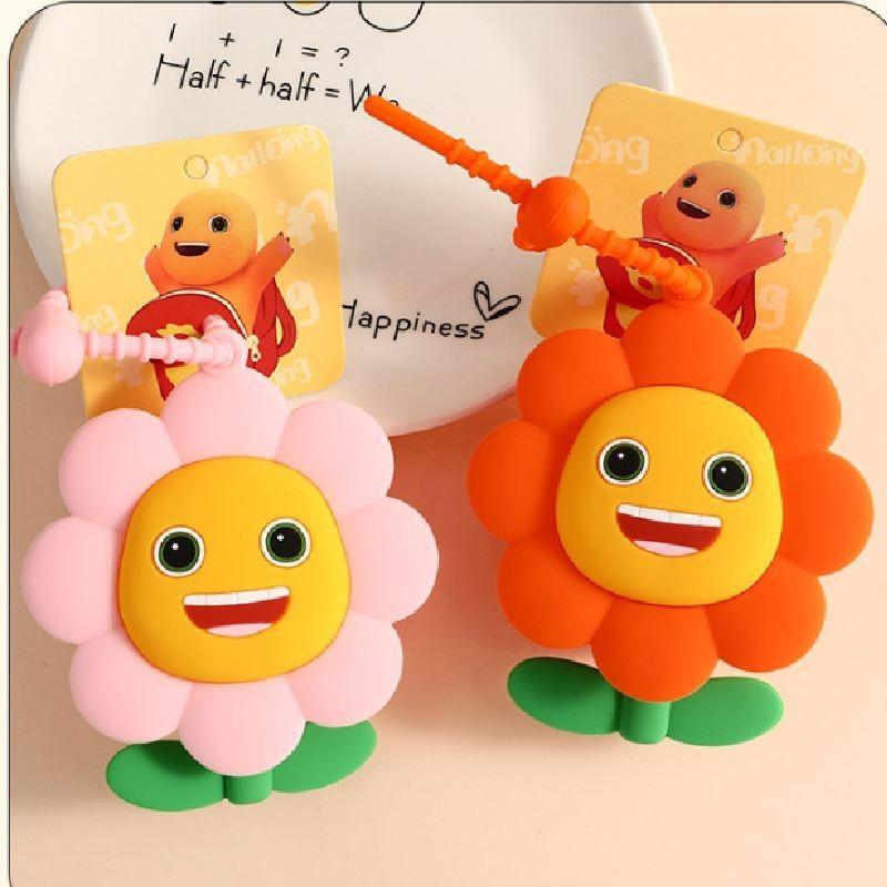 Adorable Silicone Sunflower Coin Purse Keychain Cute Couples Car Key Accessory