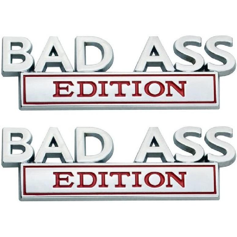 2pcs Bad Ass Edition Emblem Car Badges Badass 3D Sticker Decal Chrome Red