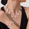 Elegant 18k Gold-Plated Stainless Steel Necklace with Imitation Pearl Beads and OT Clasp