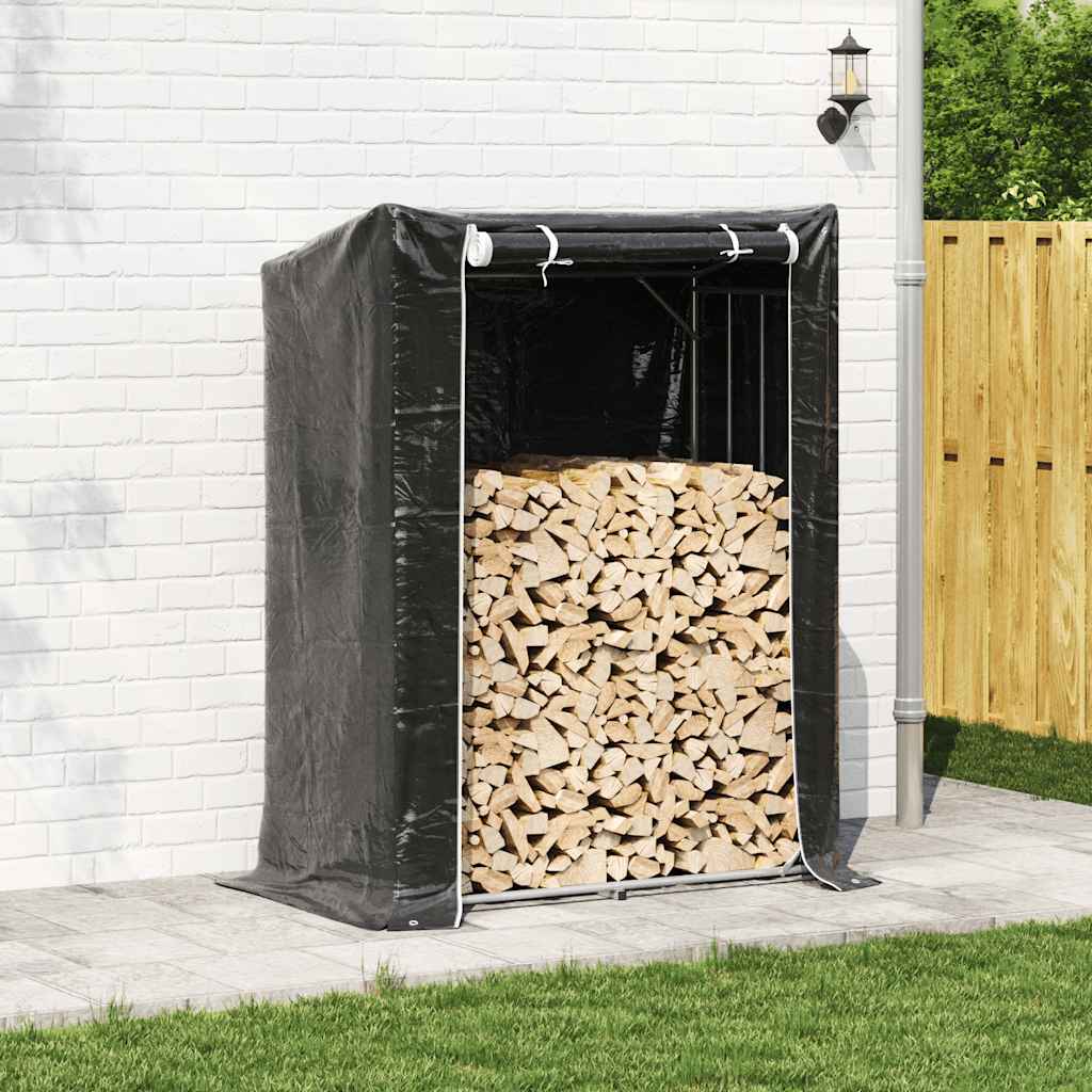Firewood Rack with Rain Cover 150 x 80 x 200 cm Galvanized Steel