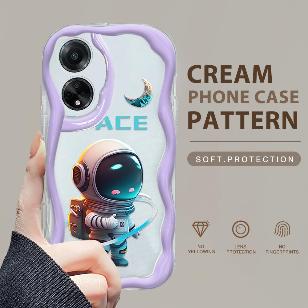 

Милый мультяшный узор, кремовая текстура, мягкий силиконовый чехол с волнистыми краями, чехол для телефона для OPPO Reno Realme Realme Note 60X прозрачный