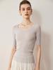 2026 Autumn/Winter Women's Slim Fit Five-Sleeve Wool Sweater, Round Neck