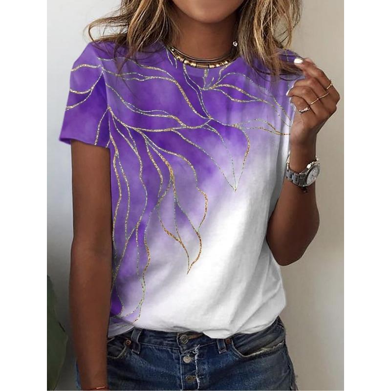 Summer Women's T shirt 3d Print Floral Graphics Tees Casual Short Sleeve Tops Fashion O-Neck t shirt for women Flower texture