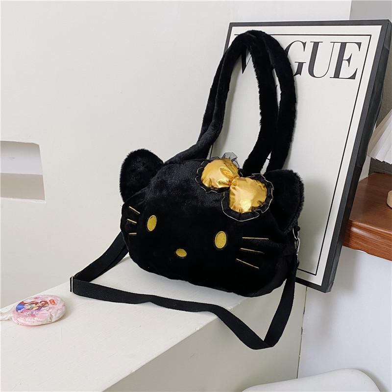 Sac Cabas Peluche Hello Kitty Avec Fermeture Éclair Pour un Usage Quotidien Décontracté
