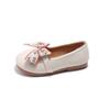 Girls Leather Shoes Soft PU Leather Kids Flats Slip-on Loafers with Ribbon Bow-knot Princess Sweet Simple Classic Size 21-34 New