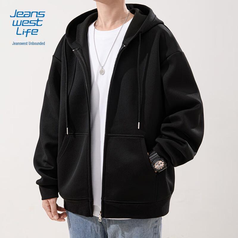 JEANSWEST LIFE Men's Casual Hooded Zipper Sweatshirt