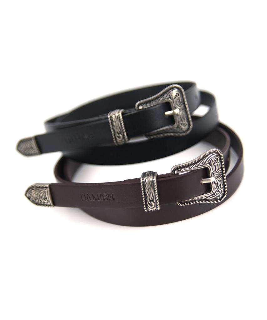Damiswi Paisley Buckle Western Cowhide Belt_Brown