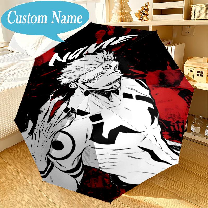 Custom Name Umbrella Powerful Anime Jujutsu Umbrella 8-Frame for Travel, Camping, Casual Lightweight Portable, Essential for Family Gifts