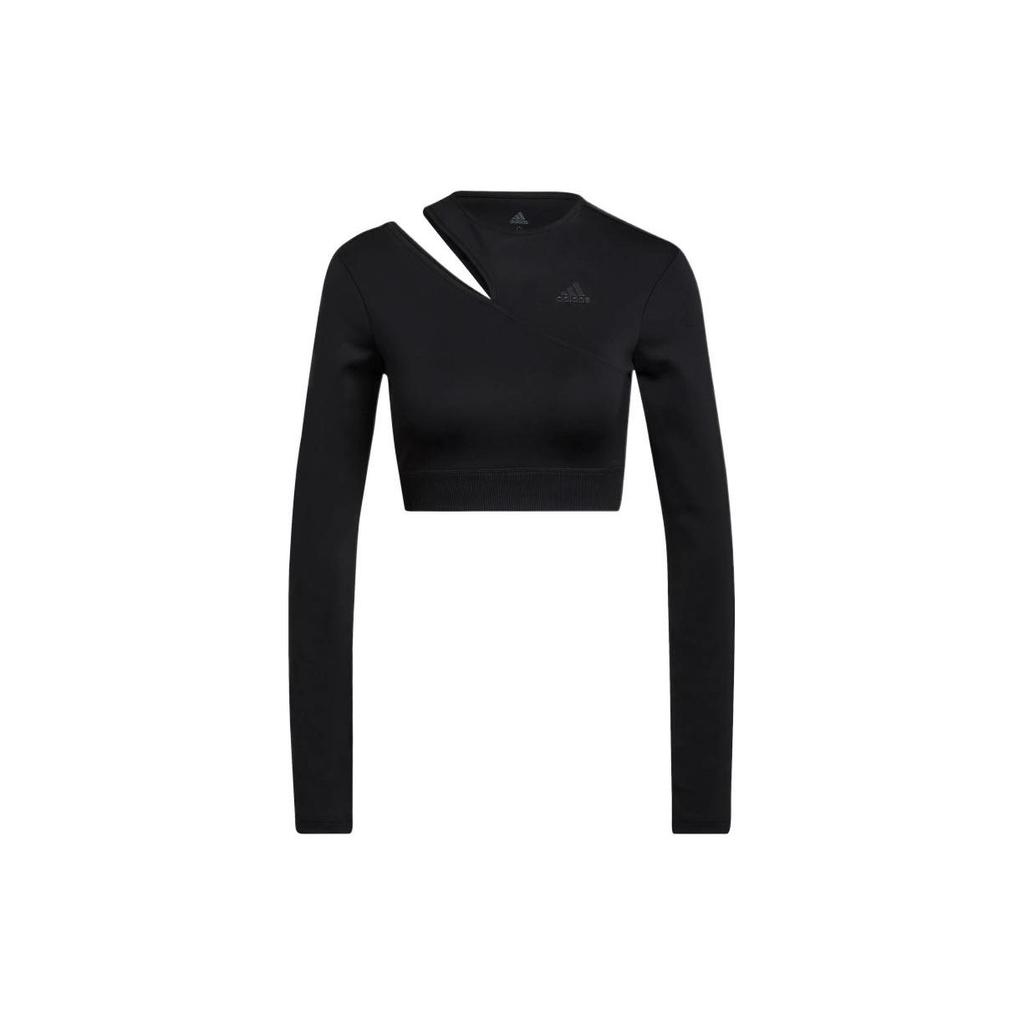 Adidas Pure Color Sports Fitness Long Sleeve T-Shirt Women Tops Black HM3179