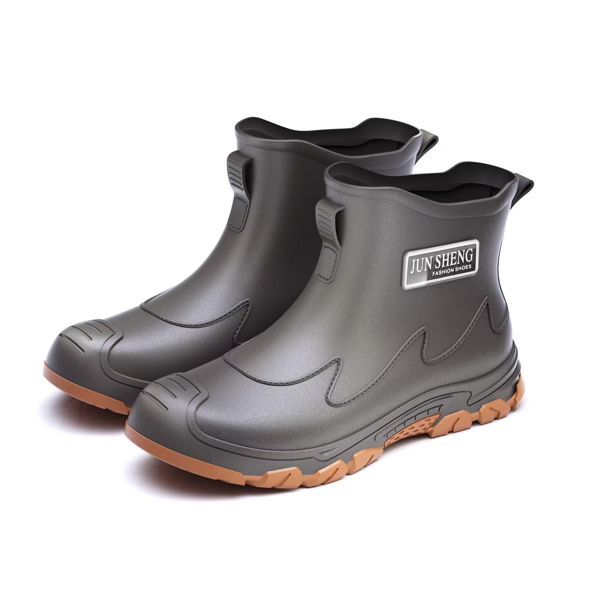 

Waterproof Cross-Border Men s Rain Shoes Short Socks Thickened Warm Rubber PVC Work Anti-Slip Fishing Kitchen Rain Boots 44-45 серый