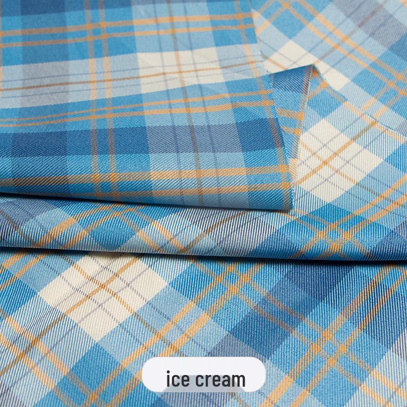 Japanese Plaid Pleated Skirt Fabric - Yarn-Dyed Polyester for DIY Scrunchies & Crafts