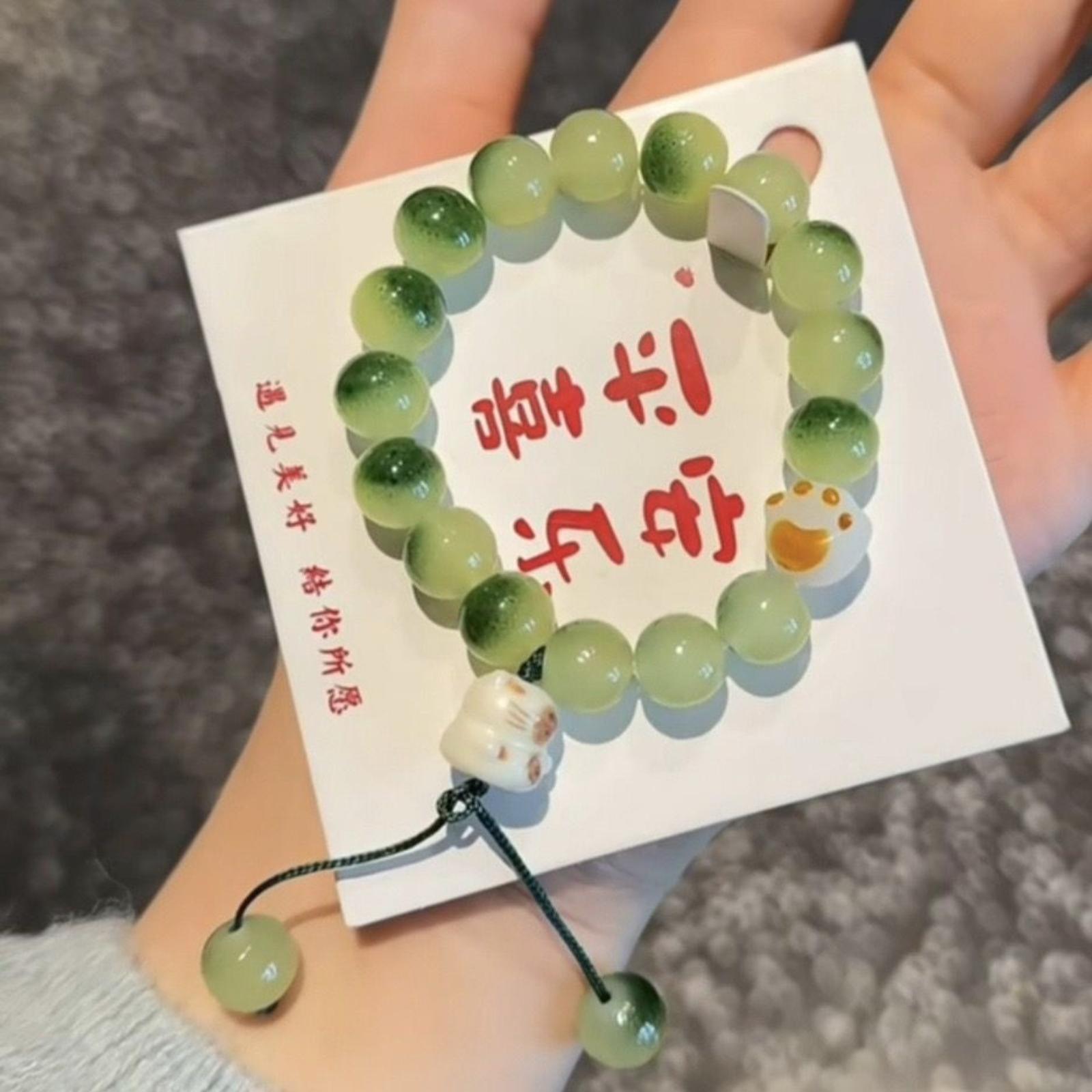 

Красочный браслет из эластичных бусин из нефрита, Нефритовый браслет для женщин, Браслет из нефрита ручной работы One Size