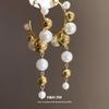 Silver needle pearl C-shaped fringed earrings new light luxury fashion temperament earrings niche high-end earrings women