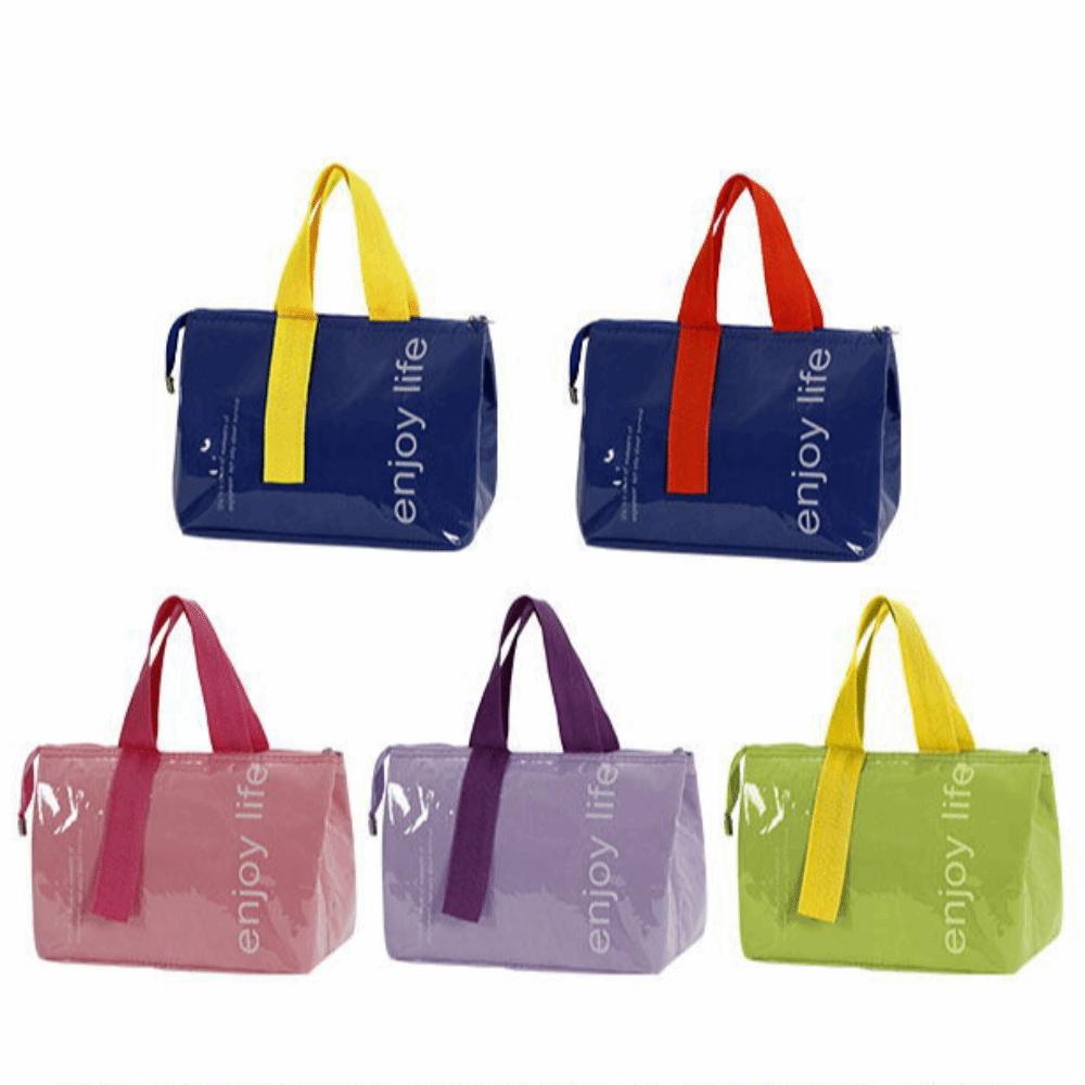 Solid Color Insulated Lunch Bag Large Capacity Thermal Picnic Bag Lunch Handbag Picnic